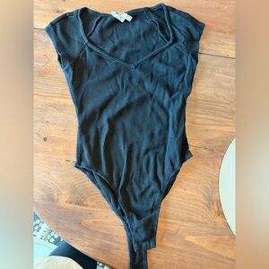Princess Polly Black Ribbed Bodysuit